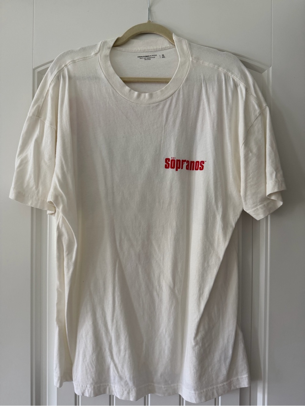Soprano White Tee with Small Red Logo